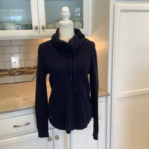 Ralph Lauren Navy Pullover Waffle Knit Cowl Neck Size Medium - Picture 1 of 7